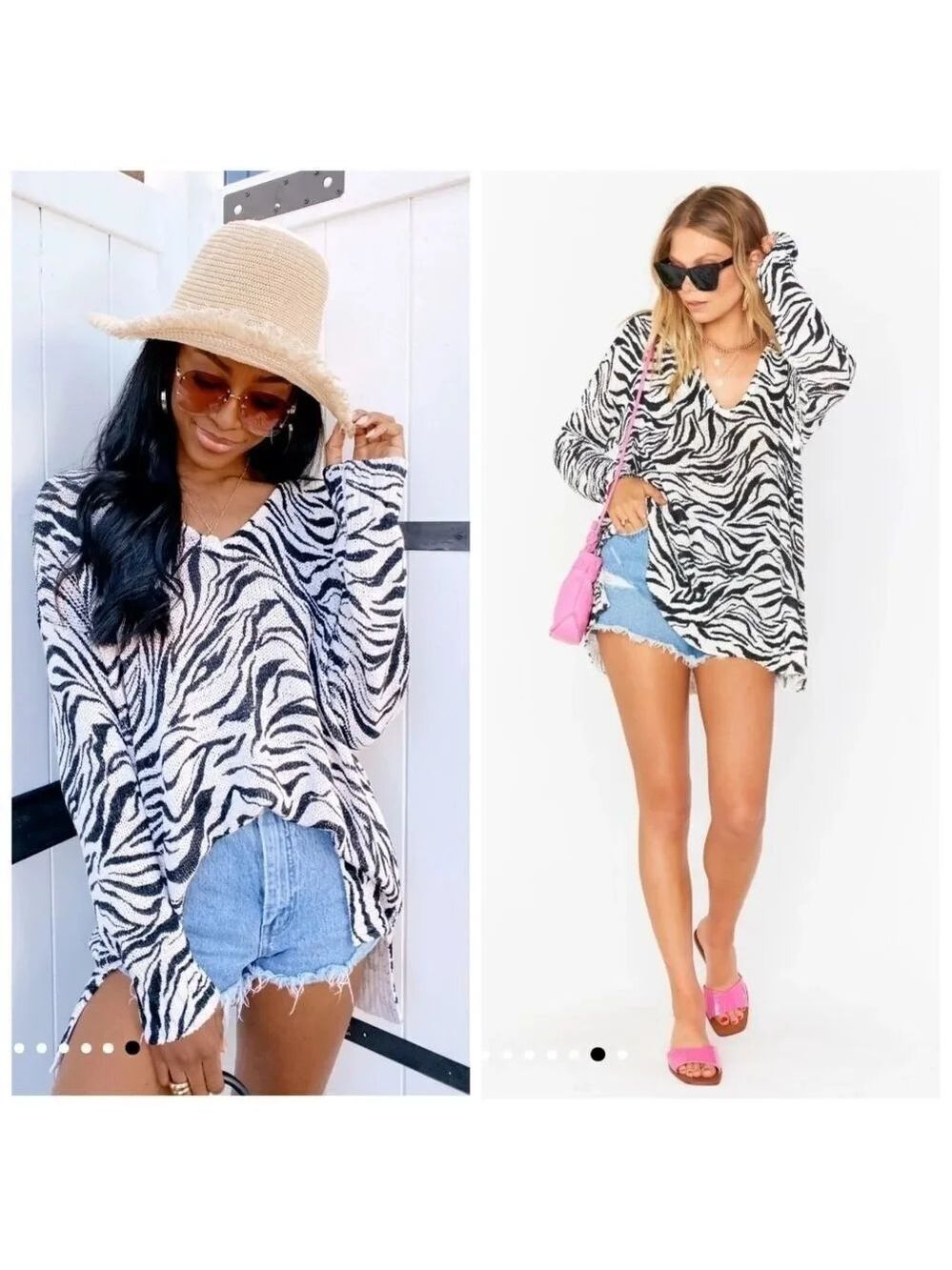 Show Me Your MuMu Hug Me Sweater Coconut Zebra Knit